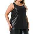 thumbnail image 2 of DARING DIVA Women's Plus Shiny Metallic Tank Top Sleeveless Party Blouse 2X Black, 2 of 6