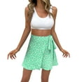 thumbnail image 1 of Gibobby mini faldas de mujer Minifalda corta con estampado de tiras y cintura alta con personalidad a la informal para mujer(Verde， XL), 1 of 5