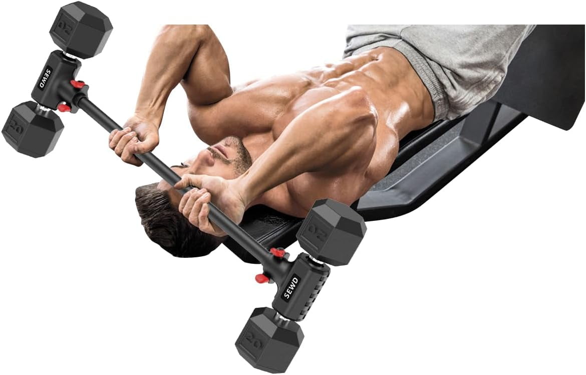 Converter Barbell Set - 220LB Capacity Adjustable Weight Lifting Bar for Home Gym Full Body Workout