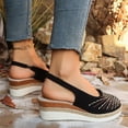 thumbnail image 4 of AUDeals Women's Ballet Flats Wedge Dress Shoes Soft Knit Ankle Strap Rhinestone Round Toe Comfortable Office Flats (Black, 8.5), 4 of 8
