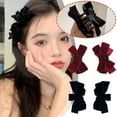 thumbnail image 4 of SSKFHGI Burgundy 2pcs Velvet Bow Hairpin Side Clip Bangs Clip Summer Princess Head Small Clip Headdress, 4 of 7