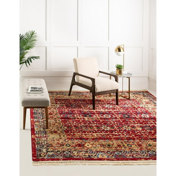 Unique Loom Hoya District Rug , 8' 0" x 8' 0" ,Red