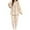 Beige, variant on Women'S Winter Pajamas,Winter Flannel Pajama Set Elegant Jacquard Long Sleeve Thermal Sleepwear Cozy Loungewear Two Piece Outfit For Cold Nighttime Comfort - Beige