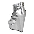thumbnail image 3 of Nature Breeze AI48 Women Metallic Leatherette Strappy Open Toe Platform Wedge Sandal, 3 of 5