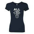 thumbnail image 2 of Wild Bobby All I Need is Jesus & Coffee Inspirational/Christian Women Slim Fit Junior Tee, Navy, Small, 2 of 6