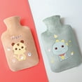 thumbnail image 3 of Oggfader Water Bottles Reusable Winter Water Injection Hot Water Bottle Hot Compress Belly Warm Water Bag Flannel Cover Warm Handbag PVC, 3 of 6