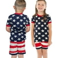 thumbnail image 2 of LazyOne Short-Sleeve Summer Pajama Sets for Girls and Boys, Unisex, Stars & Stripes, 2 of 7