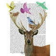 thumbnail image 3 of Fab Funky 15x18 Black Modern Framed Museum Art Print Titled - Deer and Birds Nests Pastel Shades, 3 of 5