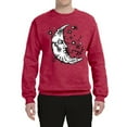 thumbnail image 2 of Wild Bobby Crescent Moon Astrology Puff Print Fashion Unisex Crewneck Sweatshirt, Vintage Heather Red, Small, 2 of 6