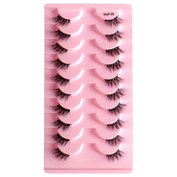 Pestañas postizas Pestañas medias naturales Pestañas cortas y tenues de visón sintético Pestañas postizas 10 pares