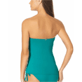 thumbnail image 2 of ANNE COLE Women's Green Stretch Ruched Molded Cups Lined Sweetheart Twist Front Bandeau Tankini Swimsuit Top S, 2 of 5