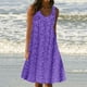 thumbnail image 1 of Puntoco Vestido De Verano Para Mujer, Estampado, Cuello Redondo, Sin Mangas, Talla Grande, Morado M, Regalo Para Mujer, 1 of 8