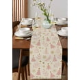 thumbnail image 4 of Christmas Tree Table Runner 72 Inches, Winter Xmas Pink Pine Snowflake on Linen Bed Runner Dresser Scarves Tabletop for Indoor Outdoor Parties/Ceremony/Banquet, 14" x 72", 4 of 8