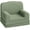 Green, variant on Kids Convertible Sofa Chair with Washable Sherpa Cover - Crown Design Fold Out Toddler Bed, Pink
