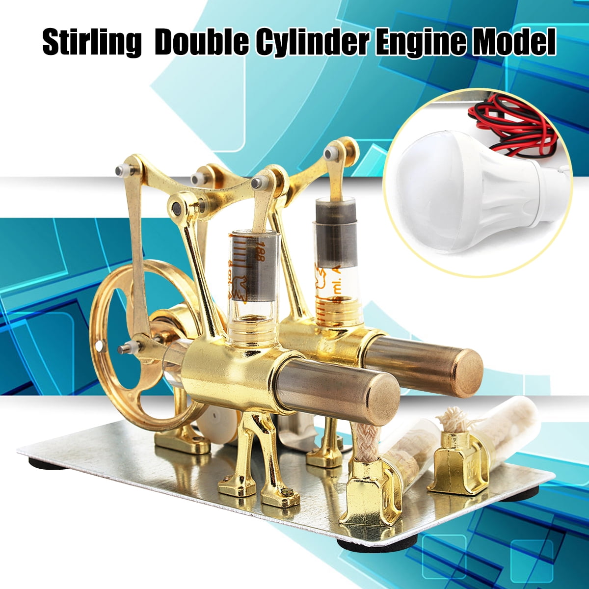 2 Double Cylinder Hot Air Stirling Engine Motor Model Physics Steam Power Toy 2 Double Cylinder Hot Air Stirling Engine Motor Model Physics Steam Power Toy