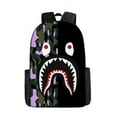 thumbnail image 1 of Camouflage Color Matching Shark Student Schoolbag Digital Printing Large Capacity Cartoon Anime Backpack, 1 of 2