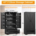 thumbnail image 6 of Casendy Pantry Cabinets with Adjustable Shelves and Drawer, Farmhouse Kitchen Pantry Storage Cabinet, Buffet Cupboards Sideboard for Kitchen, Dining Room, Living Room (Black, 16" D x 24" W x 47" H), 6 of 14