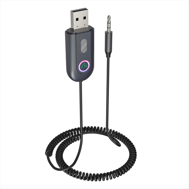 Adaptador AUX A Bluetooth 5.3 para Coche, Receptor Bluetooth USB 2.0 A Conector de 3,5 mm para Audio de Coche, Estéreo Doméstico y Altavoces.