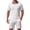 White, variant on Bpyeka Men's Plaid-Trimmed Waffle Matching Set, Point Collar Short Sleeve Top & Drawstring Waist Shorts, Preppy Casual Two-Piece Outfit, 2XS-2XL