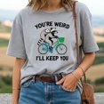 thumbnail image 2 of You’re Weird I’ll Keep You T-Shirt - Funny Meme Raccoon Bicycle Tee, 2 of 5