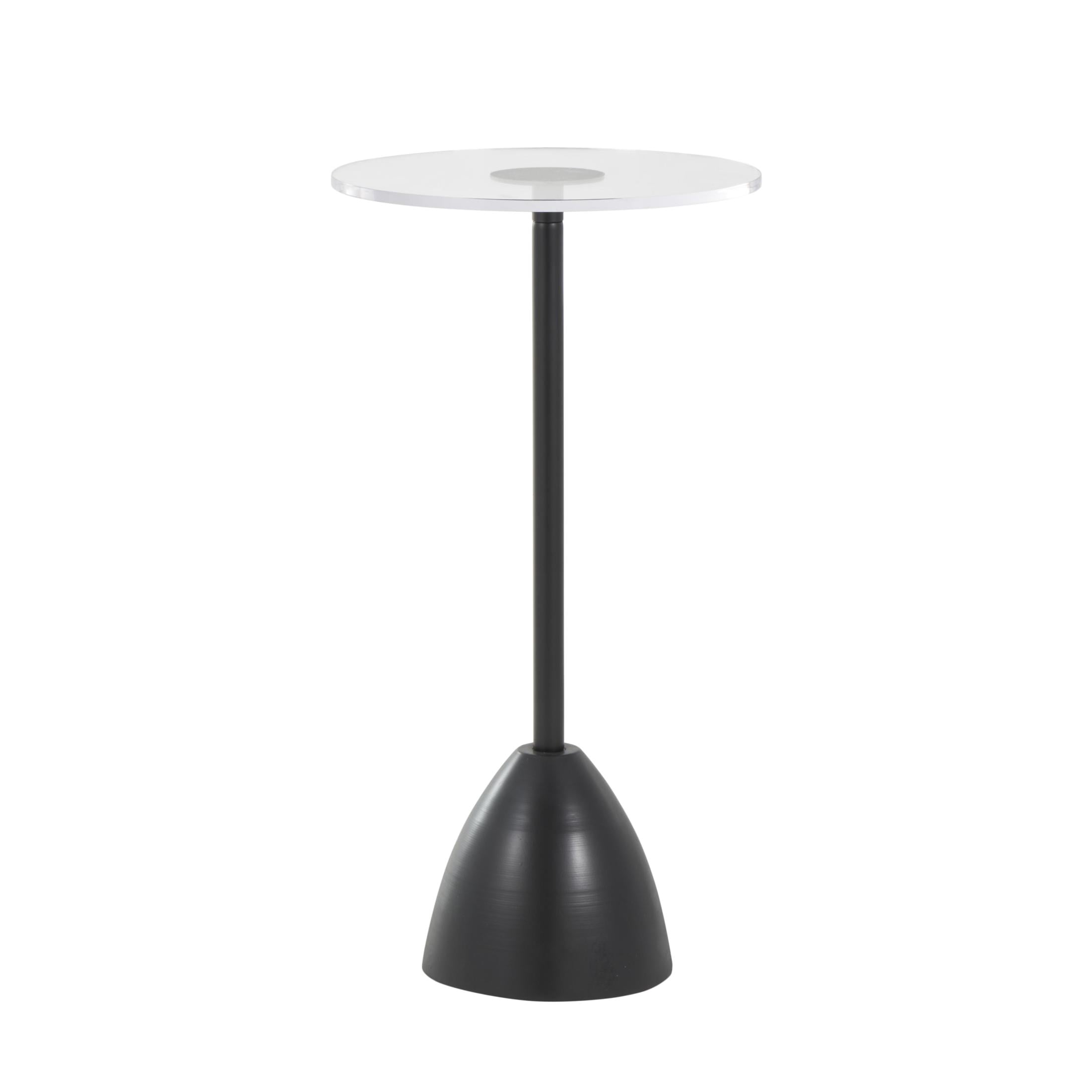 DecMode 13" x 26" Black Metal Pedestal Accent Table with Clear Acrylic Tabletop, 1-Piece