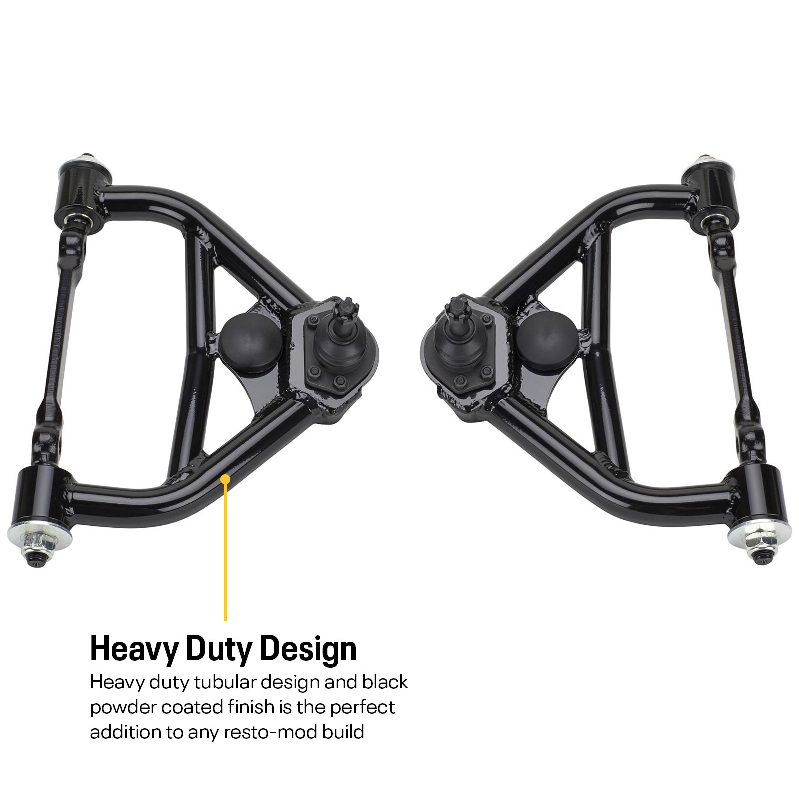 1970-81 Camaro Upper and Lower Tubular Control Arms, Black, Set