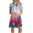 thumbnail image 2 of Birdeem Robe d'Été Imprimée pour Femmes, Décontractée, à Manches Courtes et Col Rond, à Blocs de Couleur pour la Fête de l'Indépendance, 2 of 8