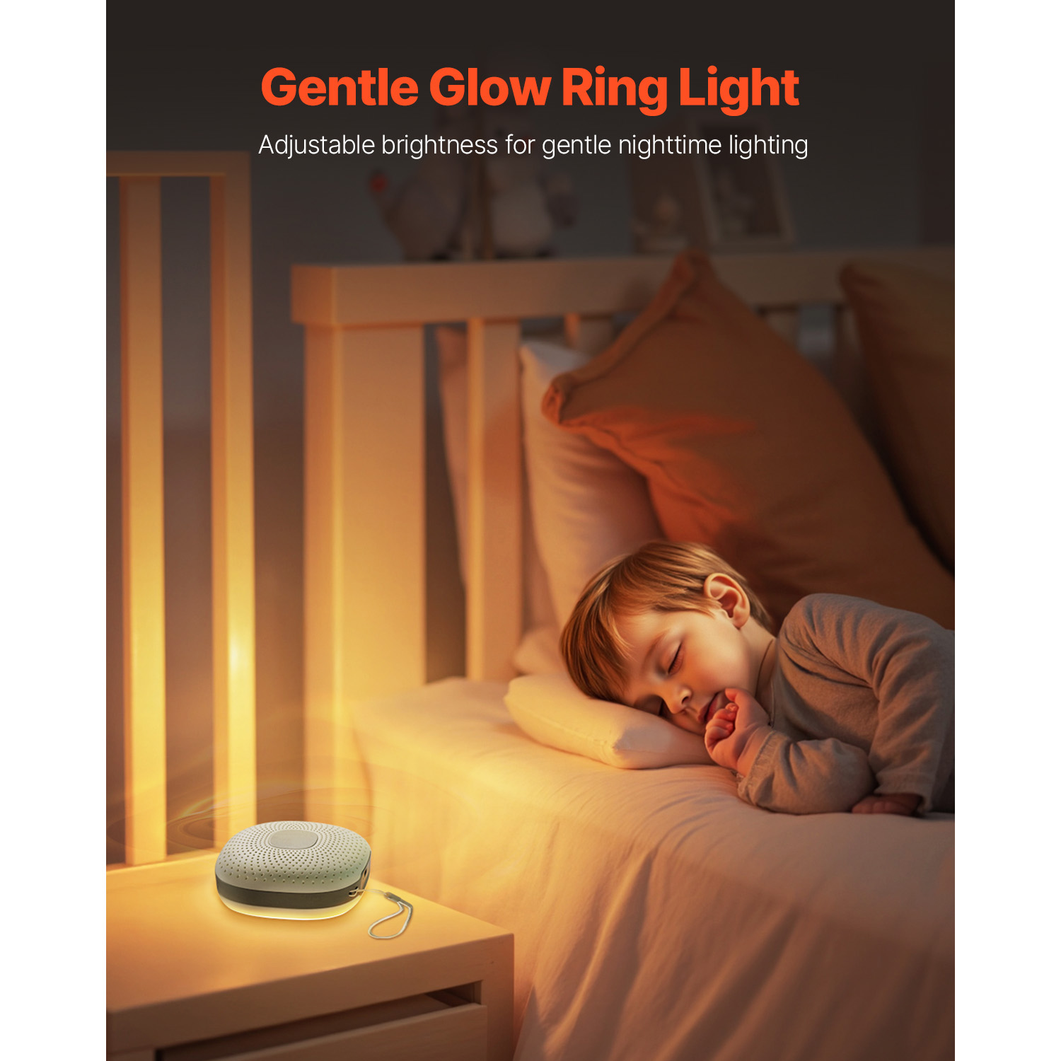 KFFKFF Portable Sound Machine with 21 Relaxing Sleep Sounds, 3-in-1 Design Featuring White Noise, Auto-Off Timer, Gentle Night Light, and Memory Function for Babies, Adults, Home, Office, and Travel