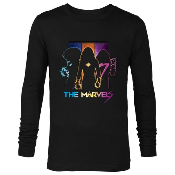 Marvel Studios The Marvels Color Silhouette Super Heroes - Long Sleeve T-Shirt for Men - Customized-Black