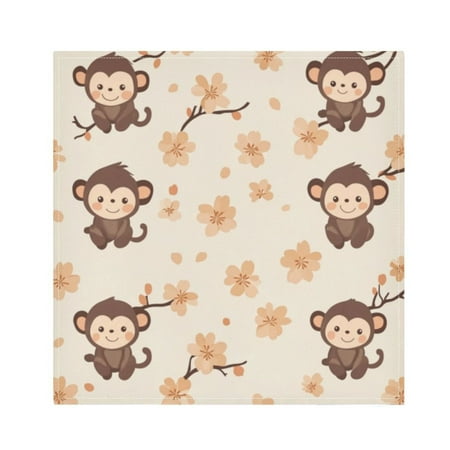 

Napkin Satin Napkin 20*20Inchx6 Kitchen Towel Dinner Plate Towel Decorative Towel Napkin Tea Towel Suitable For Kitchen Table Cute Little Brown Monkey