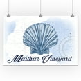thumbnail image 3 of Martha's Vineyard, Massachusetts, Scallop Shell, Blue, Coastal Icon (24x36 Giclee Gallery Art Print, Vivid Textured Wall Decor), 3 of 3