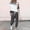 White, variant on Hueook Travel Outfits For Women 2 Piece Sets Women's Hooded Drop-shoulder Sleeve Elastic Waist Drawstring Pockets Long Pants Set Purple M