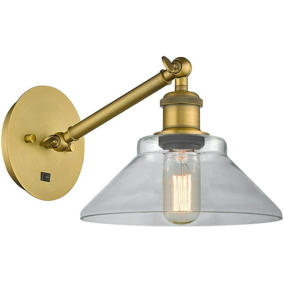 317-1W-BB-G132-LED-Innovations Lighting-Orwell - 1 Light Wall Sconce In Industrial Style-9.38 Inches Tall and 8.38 Inches Wide Brushed Brass Clear