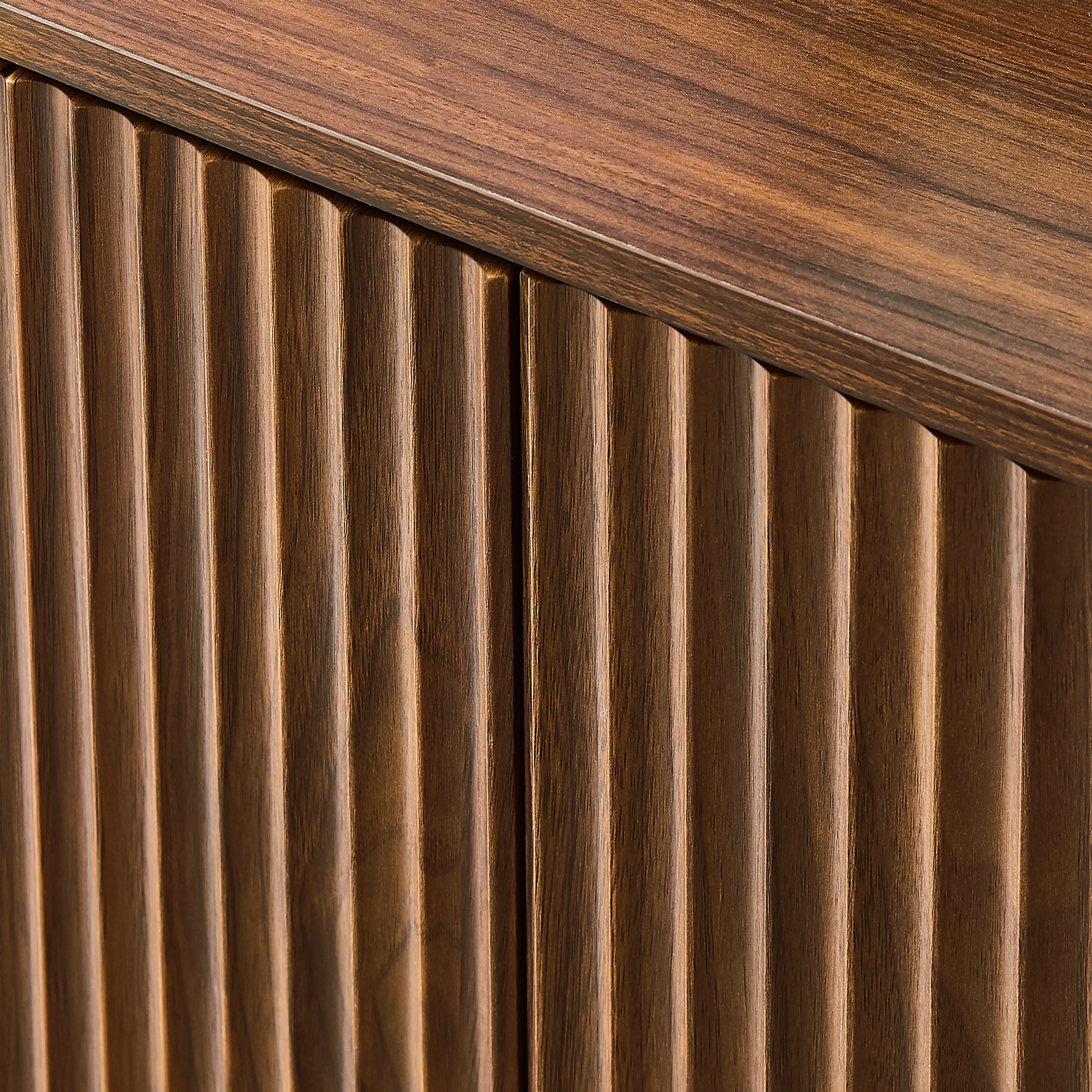 Aukfa 59" Modern Sideboard Cabinet, Wood Storage Credenza & TV Cabinet with 6 Fluted Doors for Living Room/Dining Room,Walnut