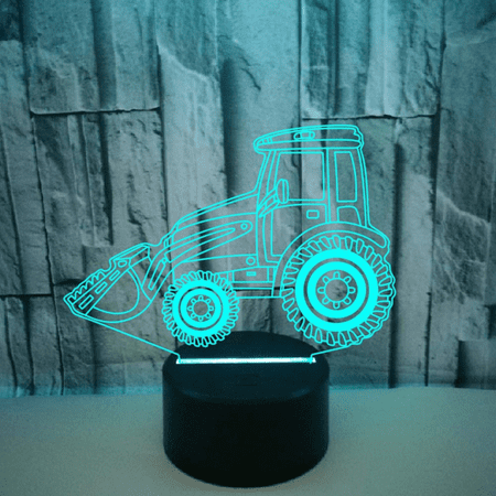 

JUSTUP Bulldozer Night Light 3D Illusion LED Lamp Remote Control Touch Christmas for Boys Kids Teen -- Black Seat