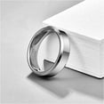 thumbnail image 4 of 6mm Classic Silver Tungsten Rings for Men Minimalist Wedding Band with Beveled Edges, 4 of 6