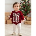 thumbnail image 5 of Rdhnmea Newborn Baby Girl Velvet Christmas Romper Loose Fit Decorative Bow Bubble Bodysuit Long Sleeve Xmas Jumpsuit Infant Fall Winter Clothes, 5 of 9