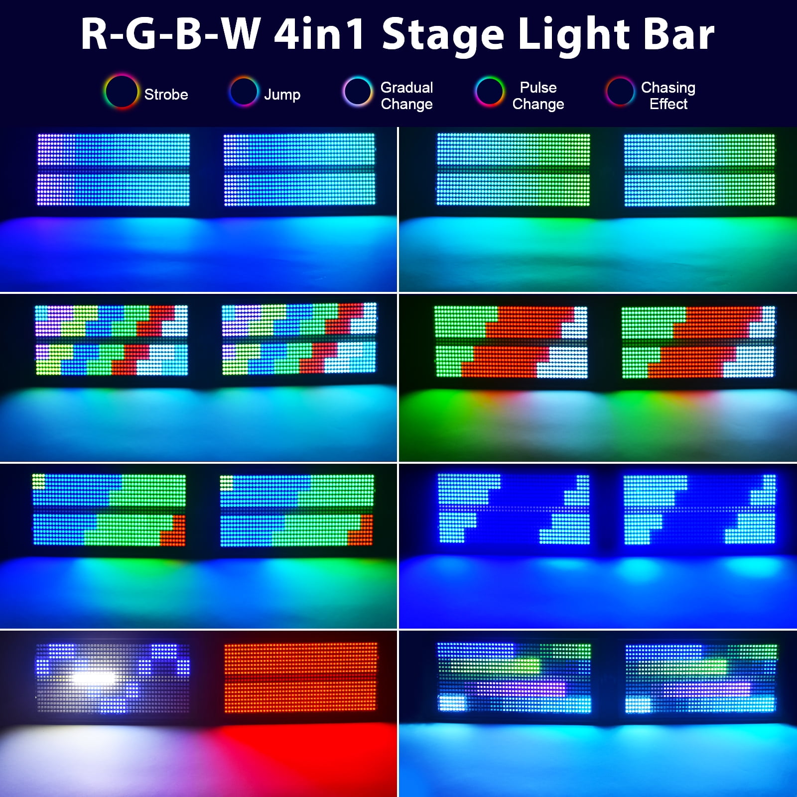 Stage Strobe Lights,RGB SMD LED Party Lights 130W Rainbow Effect Stage Light for Building Exterior Wall Lighting Bar