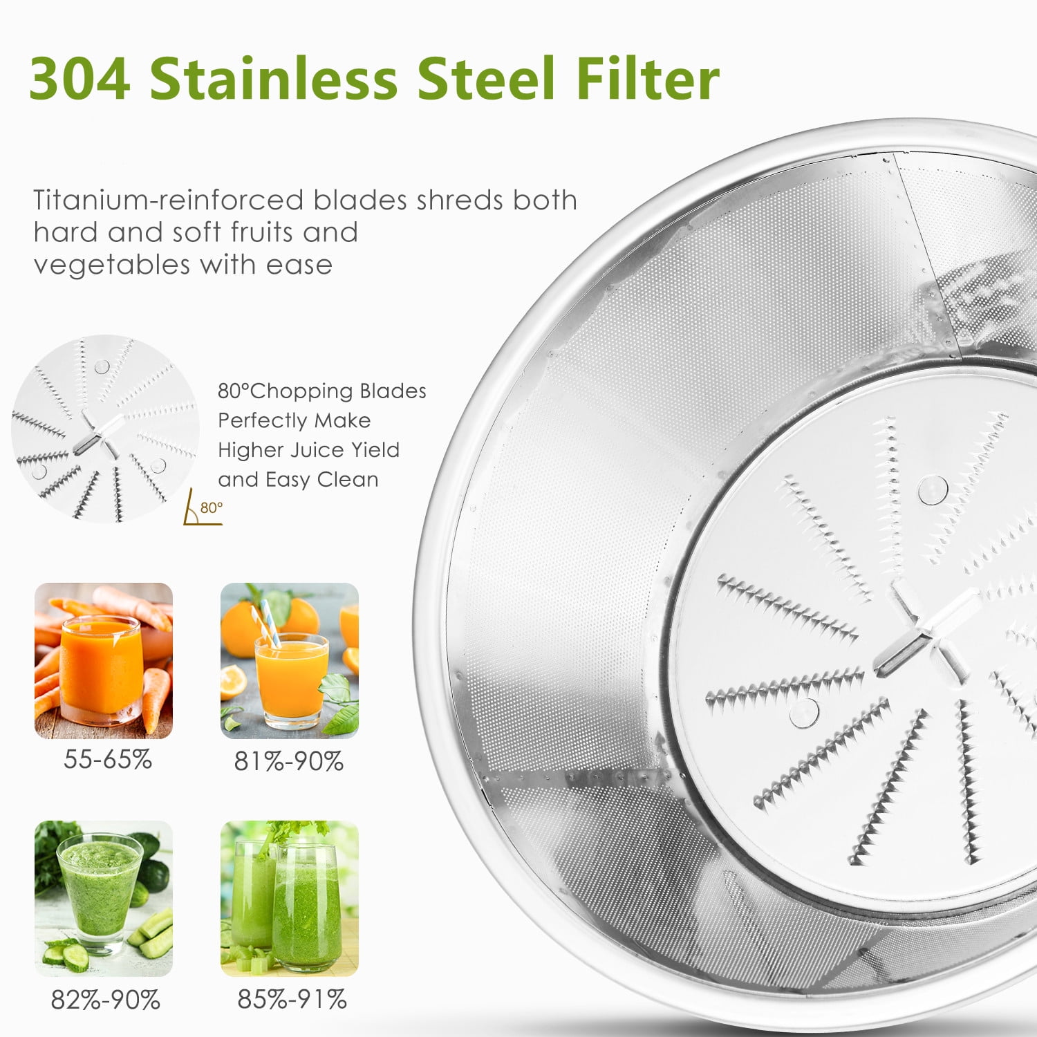 Juicer Machines 400W, 3" Wide Feed Chute Juicer Extractor for Whole Fruit and Vegetables, Anti-slip Feets, 3 Speeds Setting