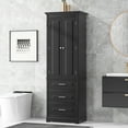 thumbnail image 2 of Nmkwnr 2 Doors Tall Bathroom Cabinet with 3 Drawers and Inner Shelf, Storage Cabinet for Bathroom, Kitchen, Office, Black, 2 of 10