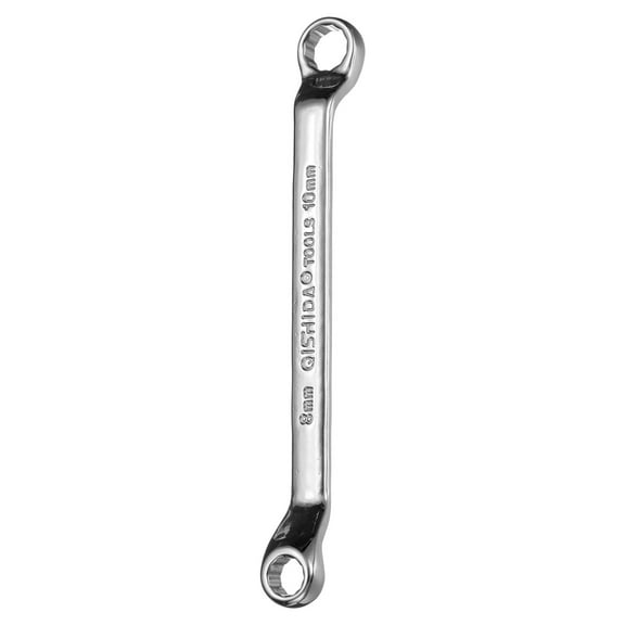45 Degree Offset Box End Wrench 8mm x 10mm Metric 12 Point Mirror Chrome Plated Alloy Steel Double Box Wrenches Long Industrial Grade Torx Box Wrench Repair Tool
