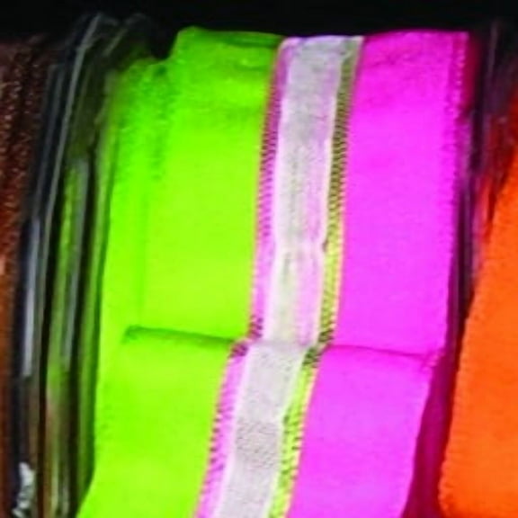 The Ribbon People Sheer Green and Pink Striped Wired Craft Ribbon 0.75" x 108 Yards