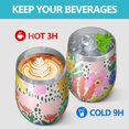 thumbnail image 4 of 12oz Stemless Wine Tumblers Pioneer Flower Vacuum Insulated Stainless Steel Travel Tumbler Cups Mug with Lid and Straw for Champaign,Cocktail,Beer with Cleaning Brush, 4 of 5