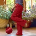 thumbnail image 6 of BXJX Womens Corduroy Pants, Casual Elastic Waist Drawstring Fall Winter Straight Leg Trousers with Pockets Red Size XL, 6 of 7
