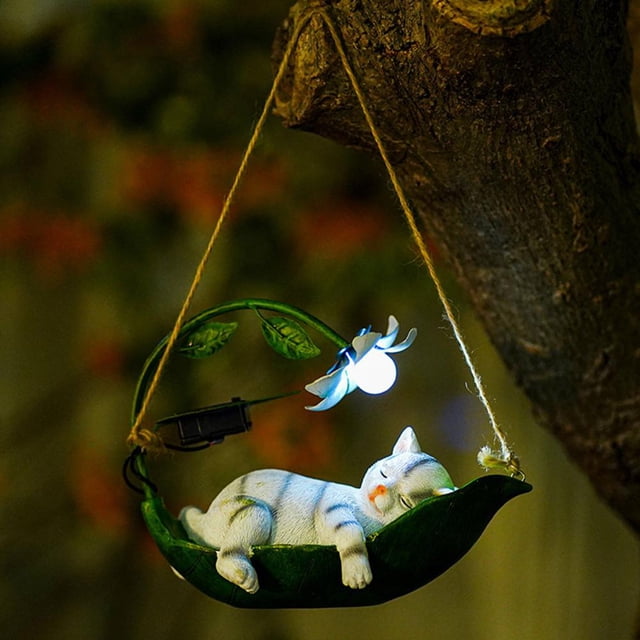 Feltree Solar Animal Tree Swing Decorative Lamp for Garden Pathway, Indoor Spring Home Office Lighting Housewarming Gift