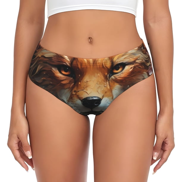Fotbe Floral Fox Calzones Estampados para Mujer – Ropa Interior de Algodón, Cómoda, Suave y Elástica-3X-Large