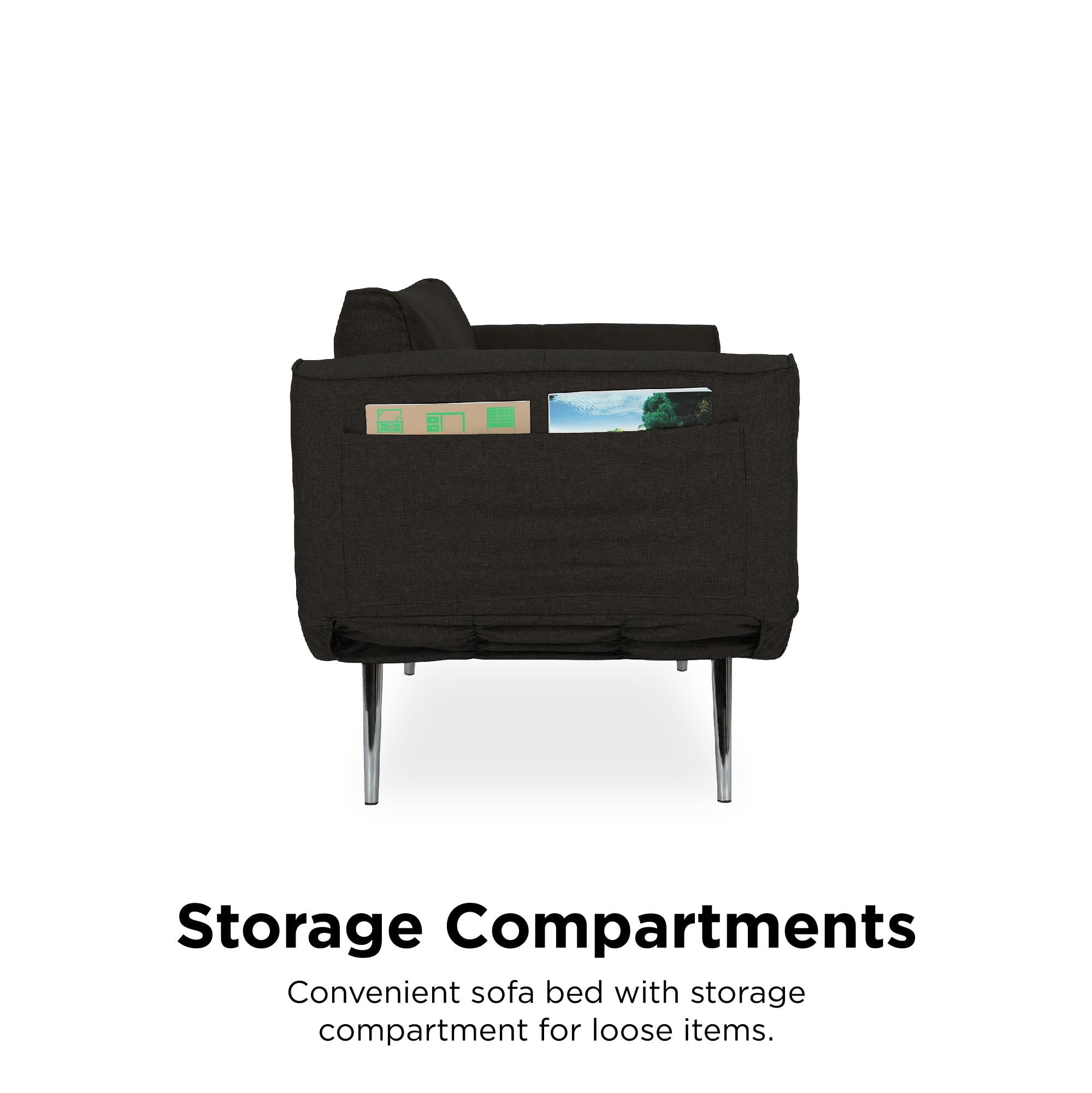 DHP Euro Futon with Magazine Storage, Black