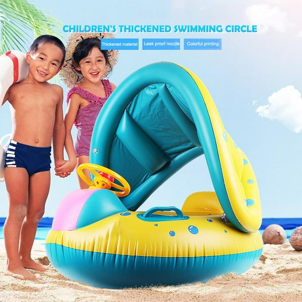 Anillo de natación de coche de dibujos animados, círculo flotante inflable, asiento de agua para bebé, juguetes para piscina