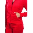thumbnail image 4 of ToBeInStyle Women's Velour Tracksuit Zip-Up Hooded Jacket and Matching Pants, 4 of 5