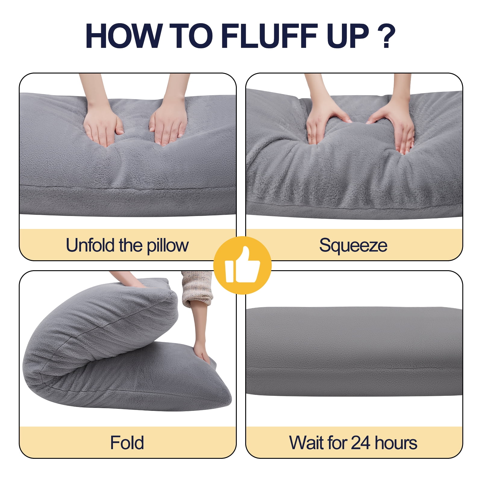 Body Pillow, Full Body Pillows for Adults, Long Pillow for Sleeping with Removable Cover and Adjustable Filling for Side Sleeper & Pregnancy,  Firm & Fluffy 20x54 inches (Gray)